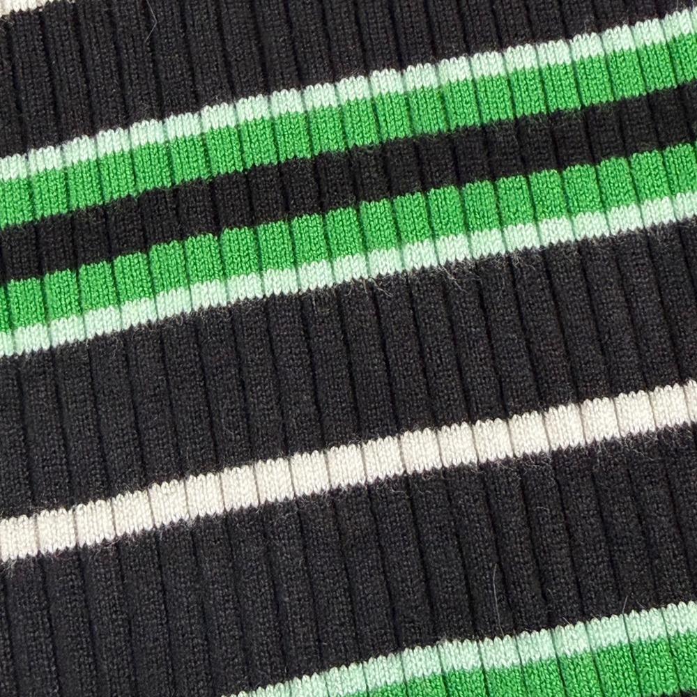 White House Black Market Womens Ribbed Lace Up Striped‎ Tank Top Black Green M - Picture 7 of 11